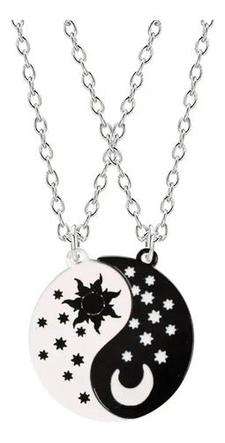 Burdah Yin Yang Sun Moon and Stars Couple Necklace 2x1 0