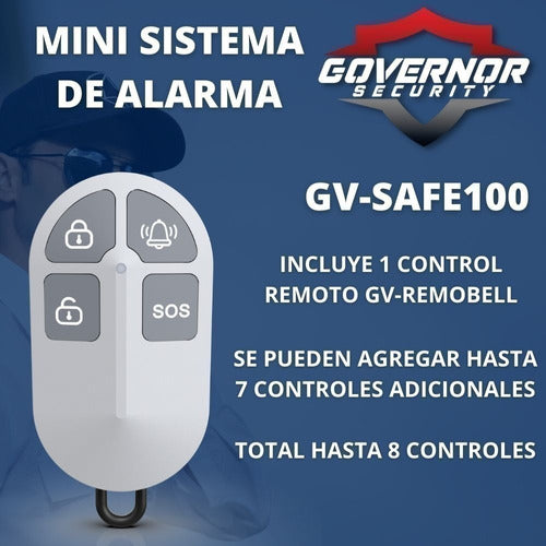 Governor Safe-100 Mini Alarm System + 2 Extra Sensors + Batteries 5