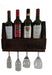 Rustic Wood Wall Wine Rack for 4 Bottles with Glass Holder for 4 Glasses 0