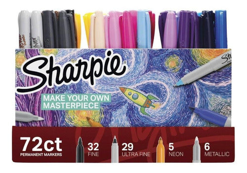 Sharpie Permanent Marker 72 Ultimate Fine Neon Metallic 0