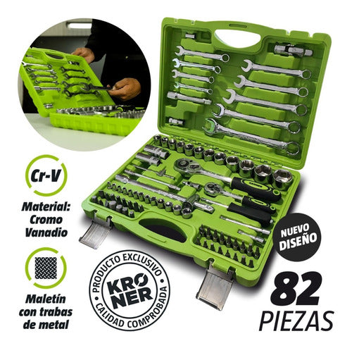 Kroner H13 82-Piece Socket, Wrench, and Bit Set 0