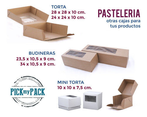 Pick My Pack 50 Mini Cake Boxes With Window + 50 Bases 9 Cm 2