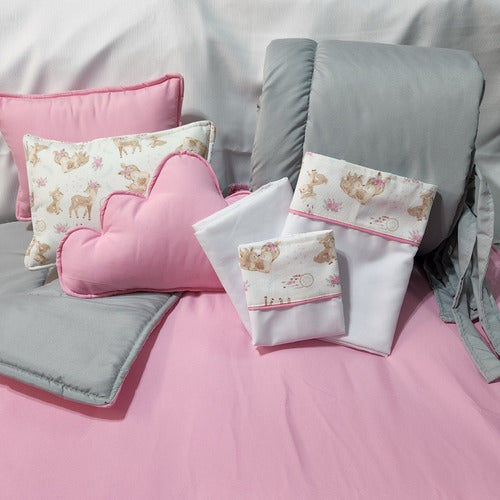 6-Piece Baby Cot Set: Quilt + Bumper + 3 Cushions + Sheets 13