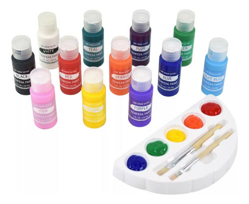 Little Bicycle Art Kit, Tempera Paints in Various Colors and Brushes 1