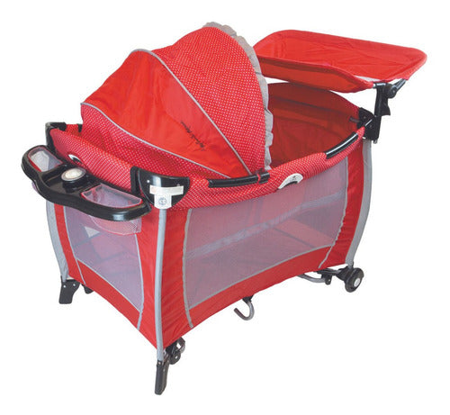 Foldable Double-Level Playpen with Red Minnie Disney Canopy 1