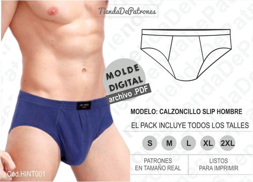 Molde Patron Imprimible Calzoncillo Slip Hombre Del S Al 2xl 2