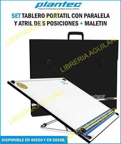 Plantec Technical Drawing Board 50x60 + Parallel Rule + 6 Position Easel + Case 1