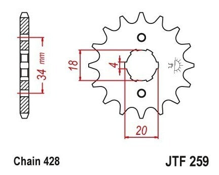 JT Sprockets Piñon for Honda CG 125 Titan / XLR 125 / CGR Storm 125 - Powertech Motos 1