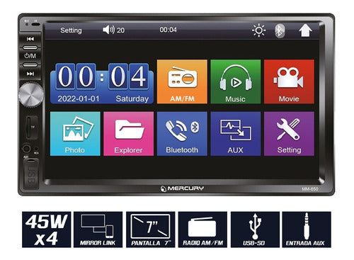 Mercury 7-Inch Dual Din Bluetooth Stereo Display with Mirror Link 1