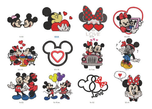 38 Embroidery Matrices for Minnie and Mickey Embroidery Machine 2
