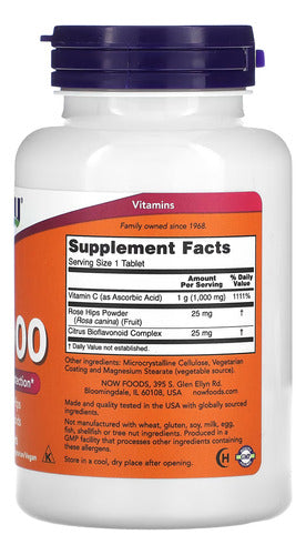 Vitamina C 1000mg+r. Mosqueta Now Foods 100tab Importado 2un 2