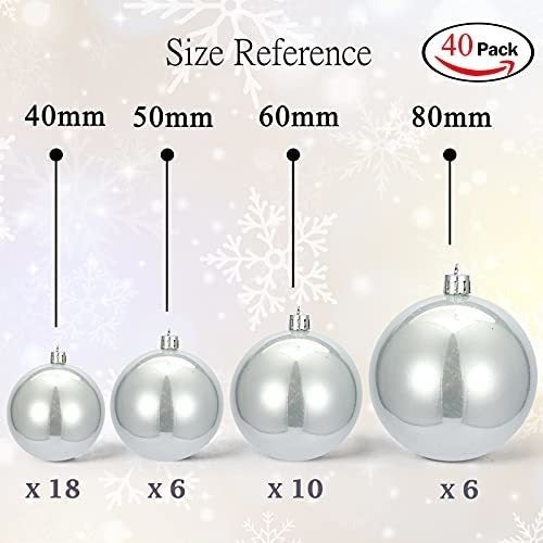 AMS 40 Christmas Balls Tree Ornaments - Pearl Gray - 4 Sizes 1