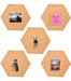 TODOCORTADO Hexagonal Cork Wall Set of 12 Units + 50 Colored Push Pins 4