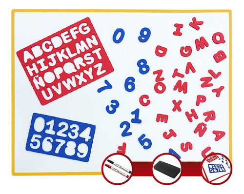 Children's Magnetic Whiteboard 60x80cm with Numbers and Letters 0
