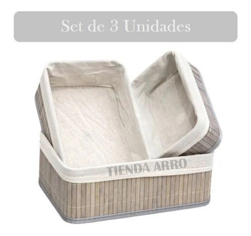 Set of 3 Bamboo Baskets Organizers Premium Decoration 8