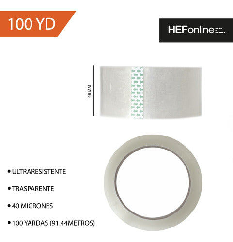 HefOnline Cinta Adhesiva De Embalar Transparente 40 Mic 48x100 X18 1