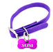 Medallas Para Perros Mini Chapita Perro Gato Hueso + Collar Elastizado Violeta 1