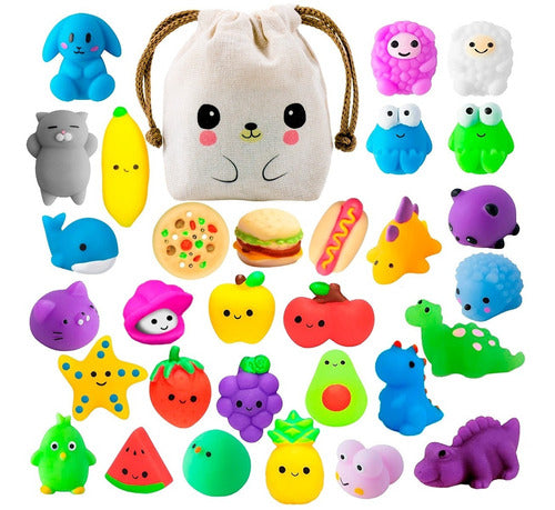 Tongleyuan 32 Squishy Mochi Animals Anti-Stress Random C/ Kawaii Bag 0