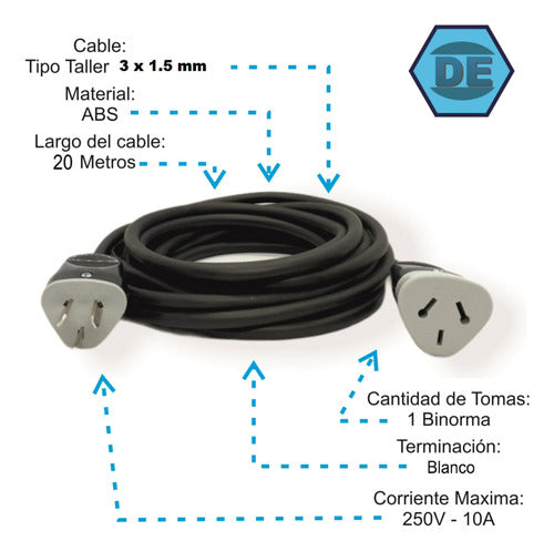 Wireflex Heavy-Duty 20 Meter 3x1.5 Mm² Extension Cable 1