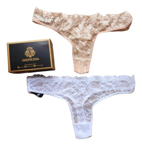 Pack of 2 Lace Thongs P071 Andressa 0