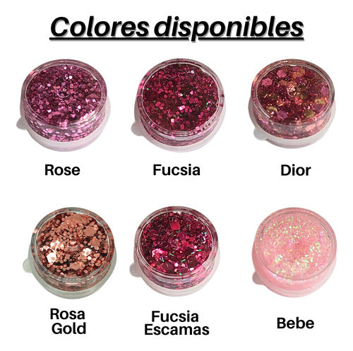 Pepitas Baires Glitter En Gel Mini X6 Varios Colores Mas Mini Gema 2