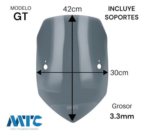 MTC Universal Windshield with Support GT Crystal 3