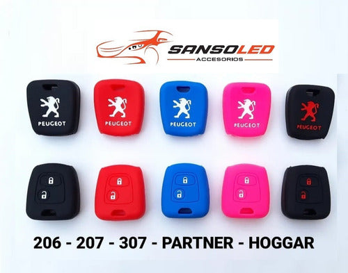 SANSOLED Silicone Key Cover for Peugeot 206 - 307 - Partner 2