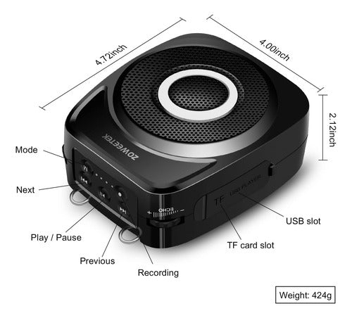 Zoweetek Amplificador De Voz Con Microfono Inalambrico, Ampl 4