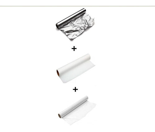 Small Aluminum Foil Roll + Small Film Roll + Small Butter Paper Roll Combo for Home Use 1
