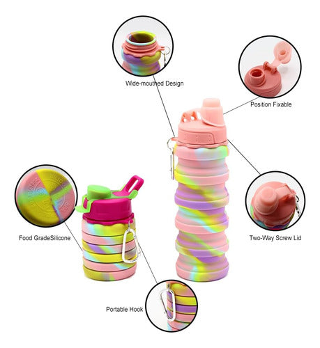 Botella Agua Silicona Plegable Para Niñas Hockey Handball 1