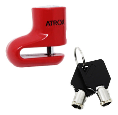 Cadeado Trava Disco Para Moto 25 Mm Vermelho Universal Atrox 0