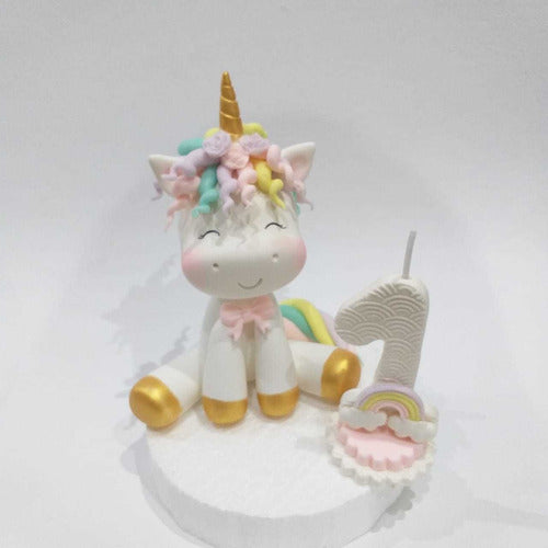 Unicorn Cake Topper Large With Number Candle 1