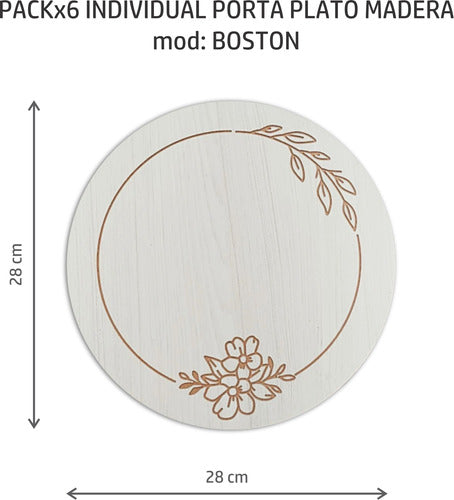 KOV DESIGN Pack of 6 Wooden Placemats - Boston Model 1