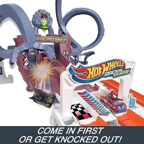 Hot Wheels Racerverse Spider-Man's Web-slinging Speedway Track Set 4