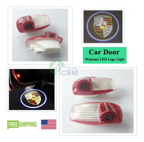 Porsche 2pcs Cree LED Ghost Door Courtesy Shadow Lights 4