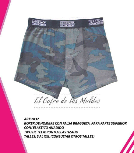 MoldeArte Molde Digital Boxer C/falsa Bragueta, Pack Talles S Al Xxl 1