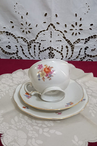 Antigo Trio Xicara De Cha Porcelana Kpm Poland 6