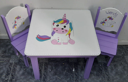 Personalized Wooden Children's Table and Chairs with Character Designs 3