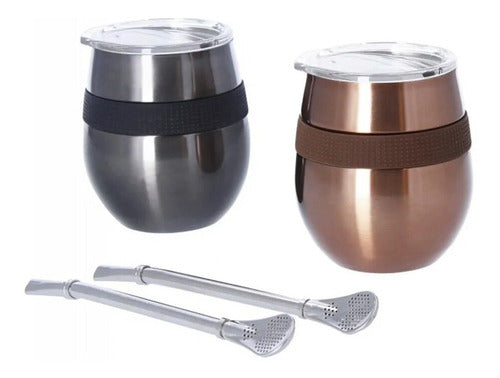 Doite 2 Mates Cucao 230ml Acero Inox. Incluye 2 Bombillas 0