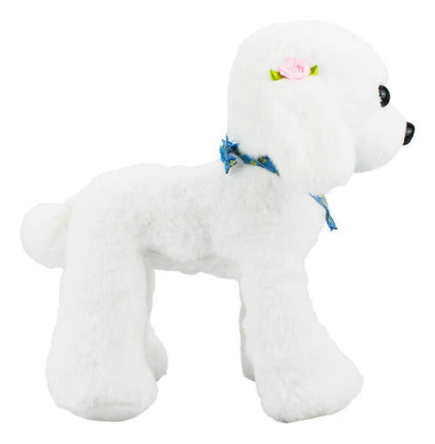 Cachorro Branco Poodle Bandana 23cm - Pelúcia 2