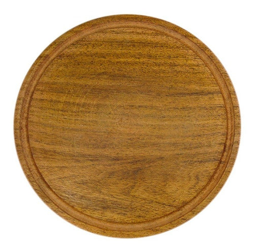 Plato Tabla De Madera Algarrobo De Asado Camping 20 Cm 0