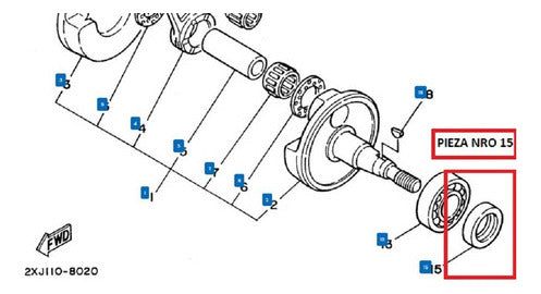 Yamaha Reten Piñon Yfz 450 17/22 Wr 450 16/22 93102-32014-00 1