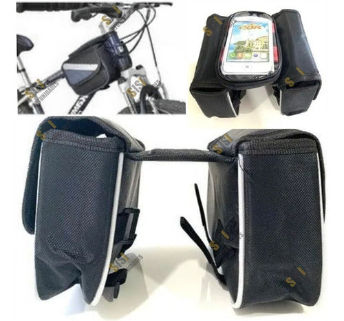 SiSi Bolso De Bici Moto Alforja Doble Porta Celular Billetera 0