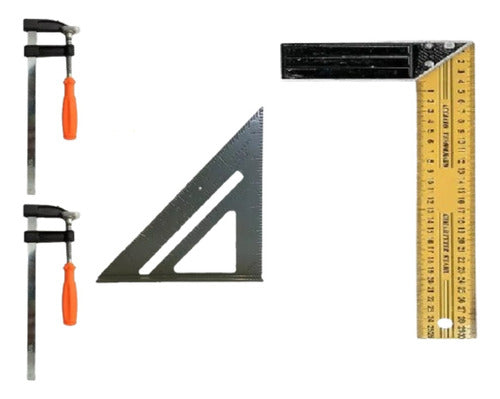 MI CAJA DE HERRAMIENTAS Sargento Prensa 150x50 X2 + Escuadra Triangulo + Escuadra 0