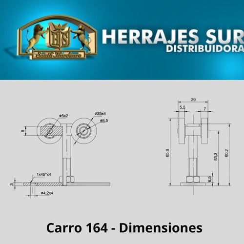 Carro 164 Acero 80 Kgs Corredizo Riel 164 Colgante X Unid 1