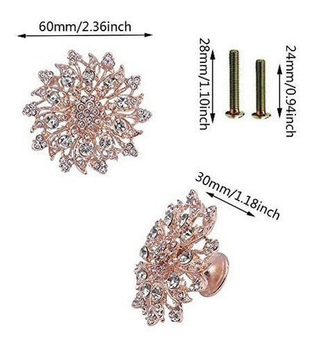 Rose Gold 4 Tiradores Simil Diamantes - 4 Pcs Flower Dresser Knob 1