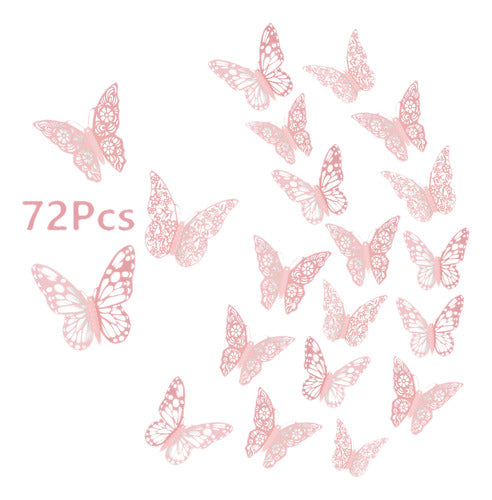 Decoración De Pared Mariposa 3d 72 Piezas 3 Tamaños Pegatina 0