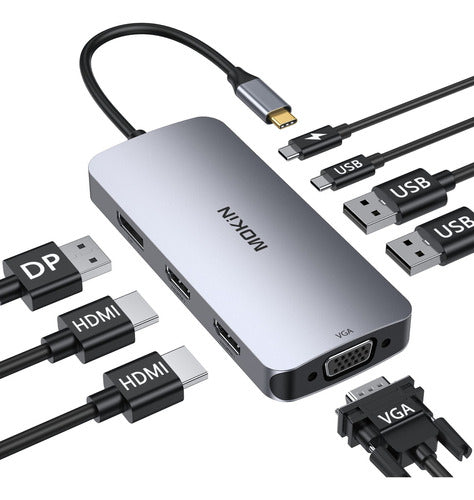 Estacin De Acoplamiento Dual Monitor, 8 En 1 Usb C Hub Dual 0