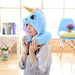 Unicorn Hooded Neck Pillow Light Blue 3