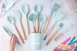 Set of 12 Silicone Utensils + Aqua Holder 31cm/27cm 1